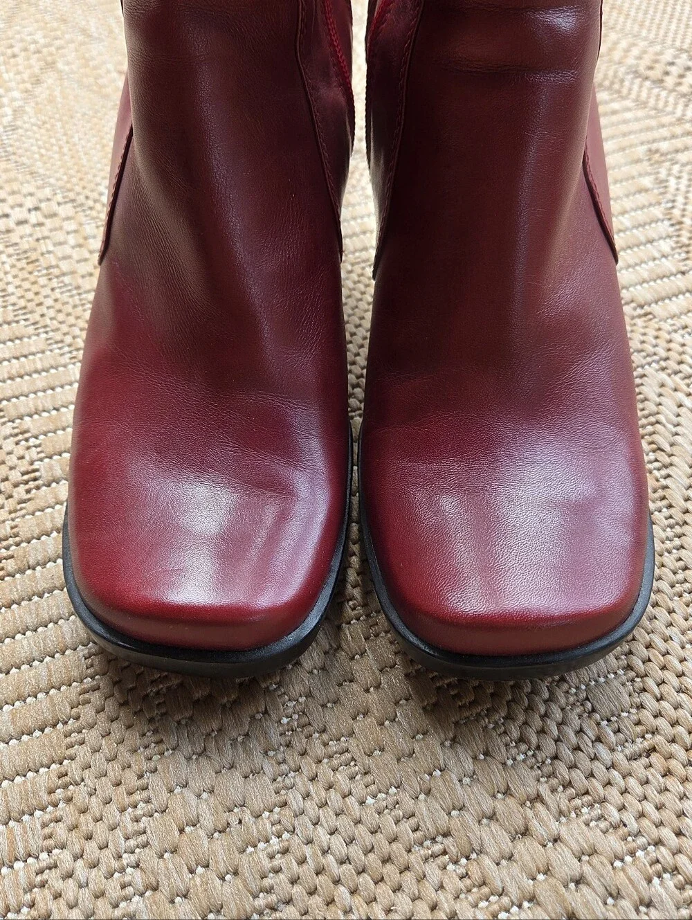 Women’s Red Leather Mid-Calf Boots - Picture 4 of 12